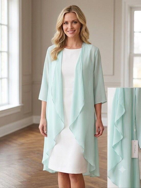 Ts Couture Dresses & Skirts - NWT TS Couture Chiffon Duster Open-Front Jacket in Light Mint/Seafoam Formal MOB